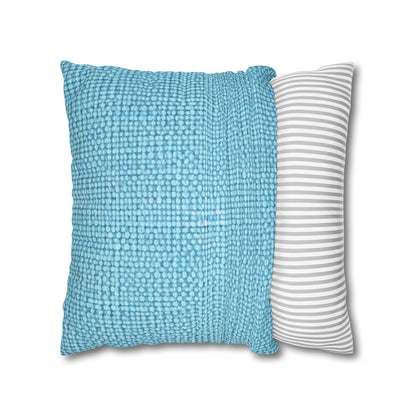 Bright Aqua Teal: Denim-Inspired Refreshing Blue Summer Fabric - Spun Polyester Square Pillow Case