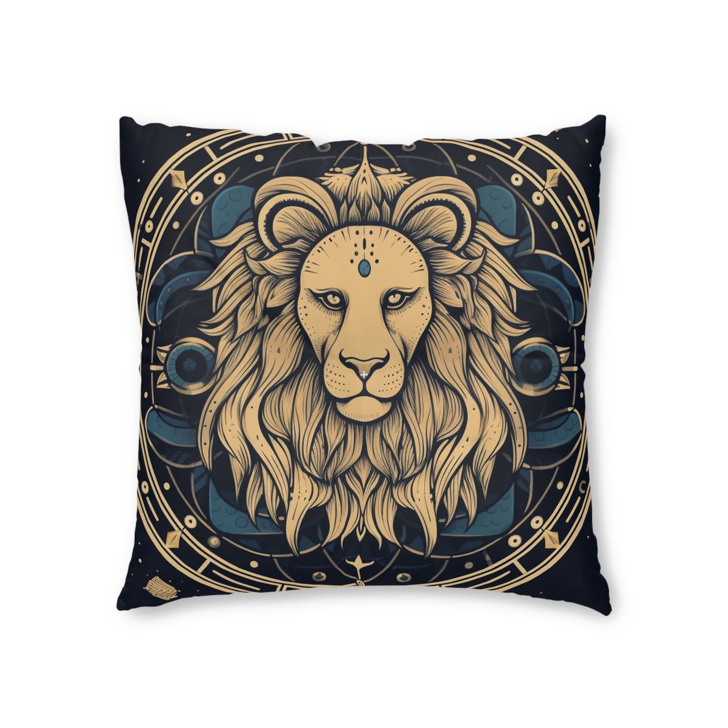 Leo Zodiac Sign - Mystic Circle Astrology Art Cosmic constellation - Tufted Floor Pillow, Square