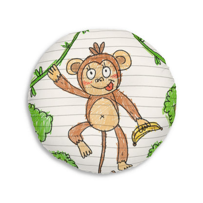 Graphic Monkey - Fun Zoo Clothing for Ape Lovers Tufted Floor Pillow, Round