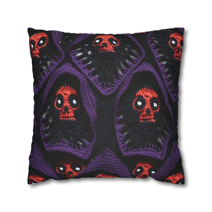 Grim Reaper Crochet Halloween Fright Scare Ghoul Fantasy Horror - Spun Polyester Square Pillow Case