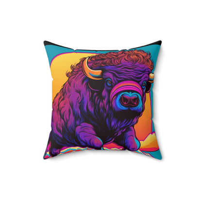 American Bison Graphic Spun Polyester Square Pillow