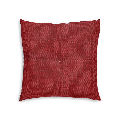 Bold Ruby Red: Denim-Inspired, Passionate Fabric Style - Tufted Floor Pillow, Square