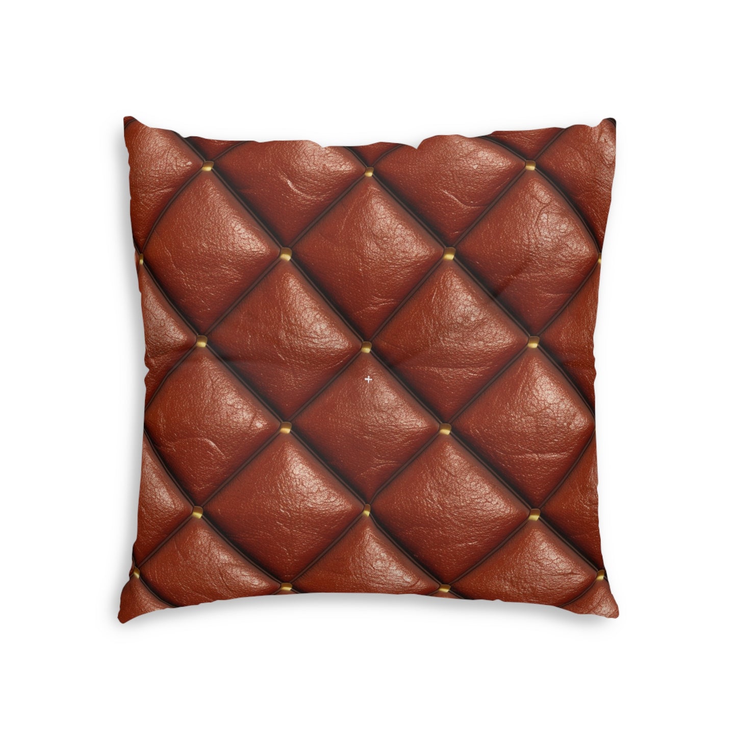 Brown Leather Cognac Pattern Rugged Durable Design Style - Tufted Floor Pillow, Square