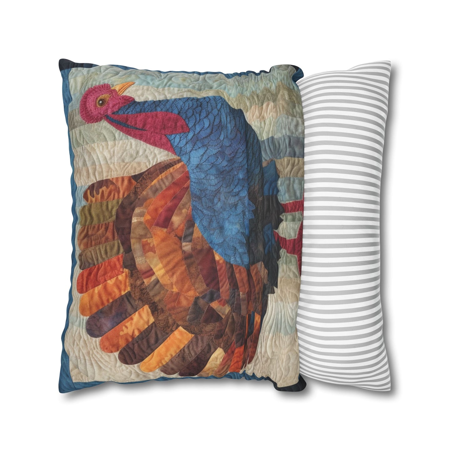 Thanksgiving Harvest Quilt: Festive Turkey Design for Holiday Season - Spun Polyester Square Pillow Case