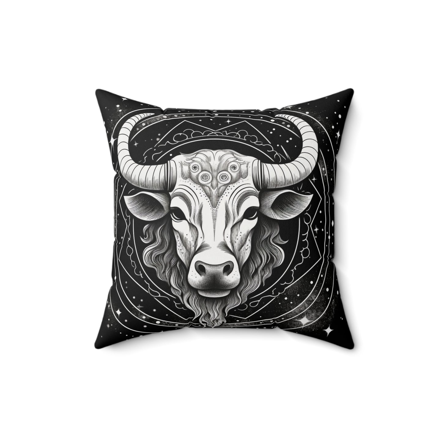 Taurus Zodiac, Earthy Bull Design, Earth Element, Spun Polyester Square Pillow