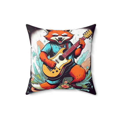 Red Panda Music Band Animal Spun Polyester Square Pillow