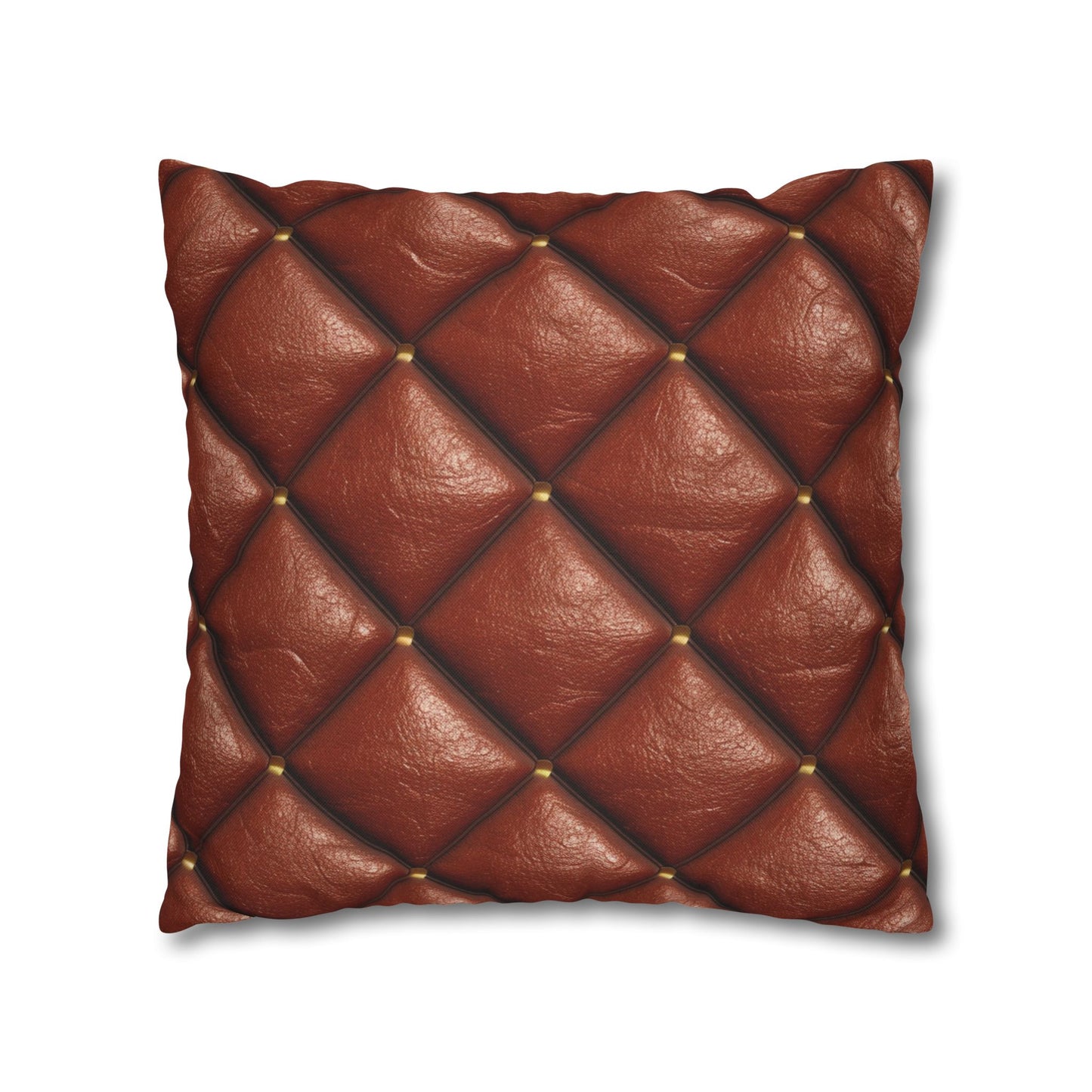 Brown Leather Cognac Pattern Rugged Durable Design Style - Spun Polyester Square Pillow Case