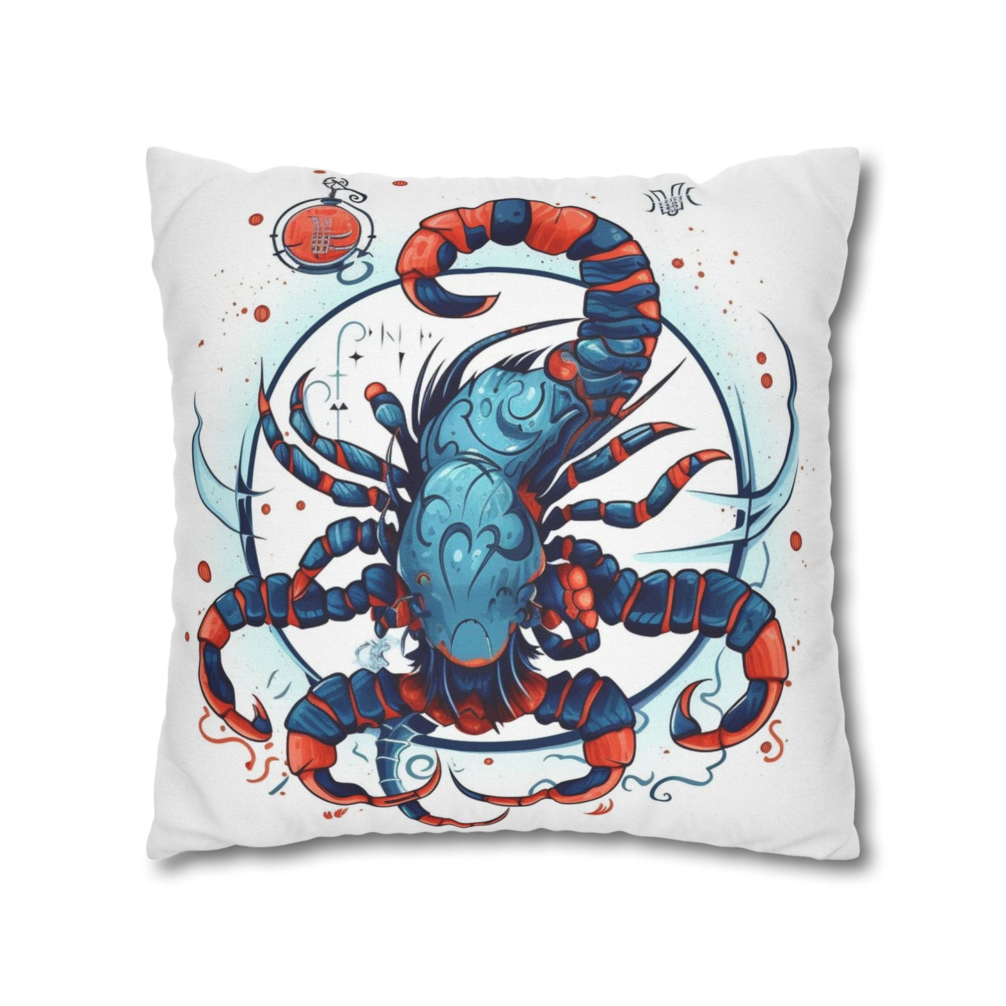 Cute Scorpio Zodiac Sign - Big Claws, Long Tail Cosmic Astrology Symbol - Spun Polyester Square Pillow Case