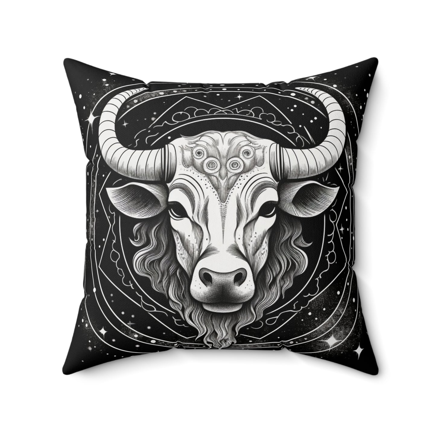 Taurus Zodiac, Earthy Bull Design, Earth Element, Spun Polyester Square Pillow