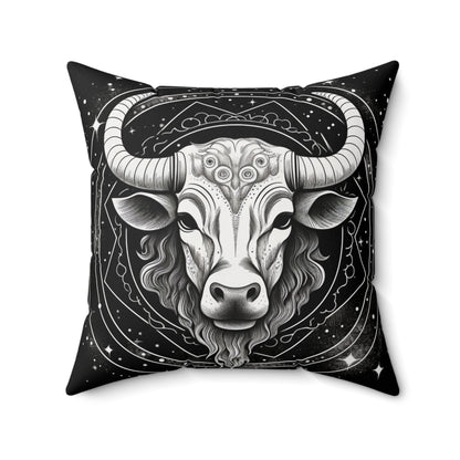 Taurus Zodiac, Earthy Bull Design, Earth Element, Spun Polyester Square Pillow