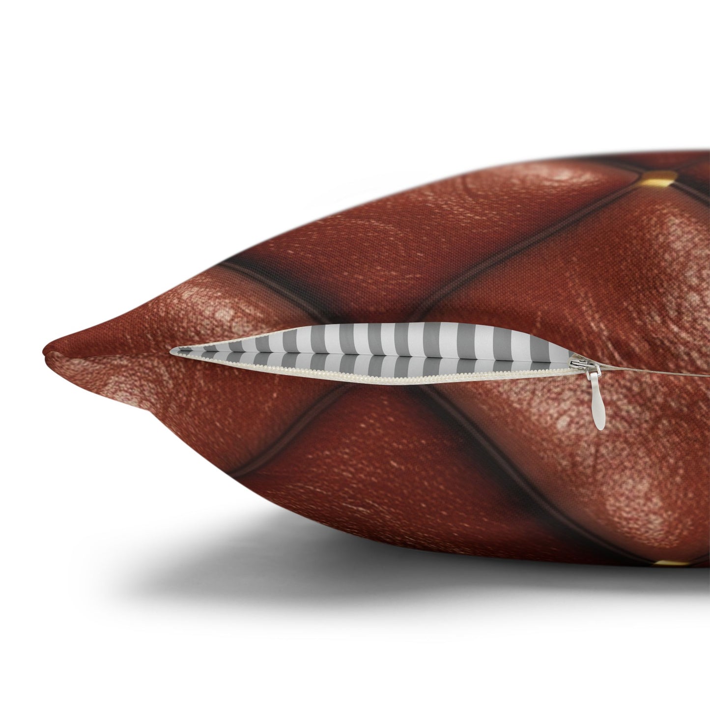 Brown Leather Cognac Pattern Rugged Durable Design Style - Spun Polyester Square Pillow Case