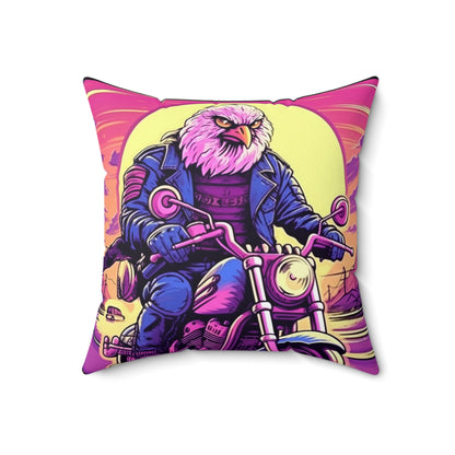 American Bald Eagle Motorcycle Ride USA Style Spun Polyester Square Pillow