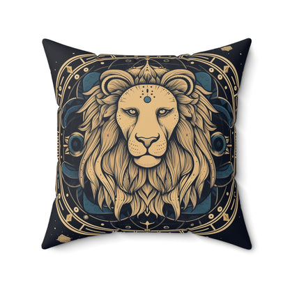 Leo Zodiac Sign - Mystic Circle Astrology Art Cosmic constellation - Spun Polyester Square Pillow