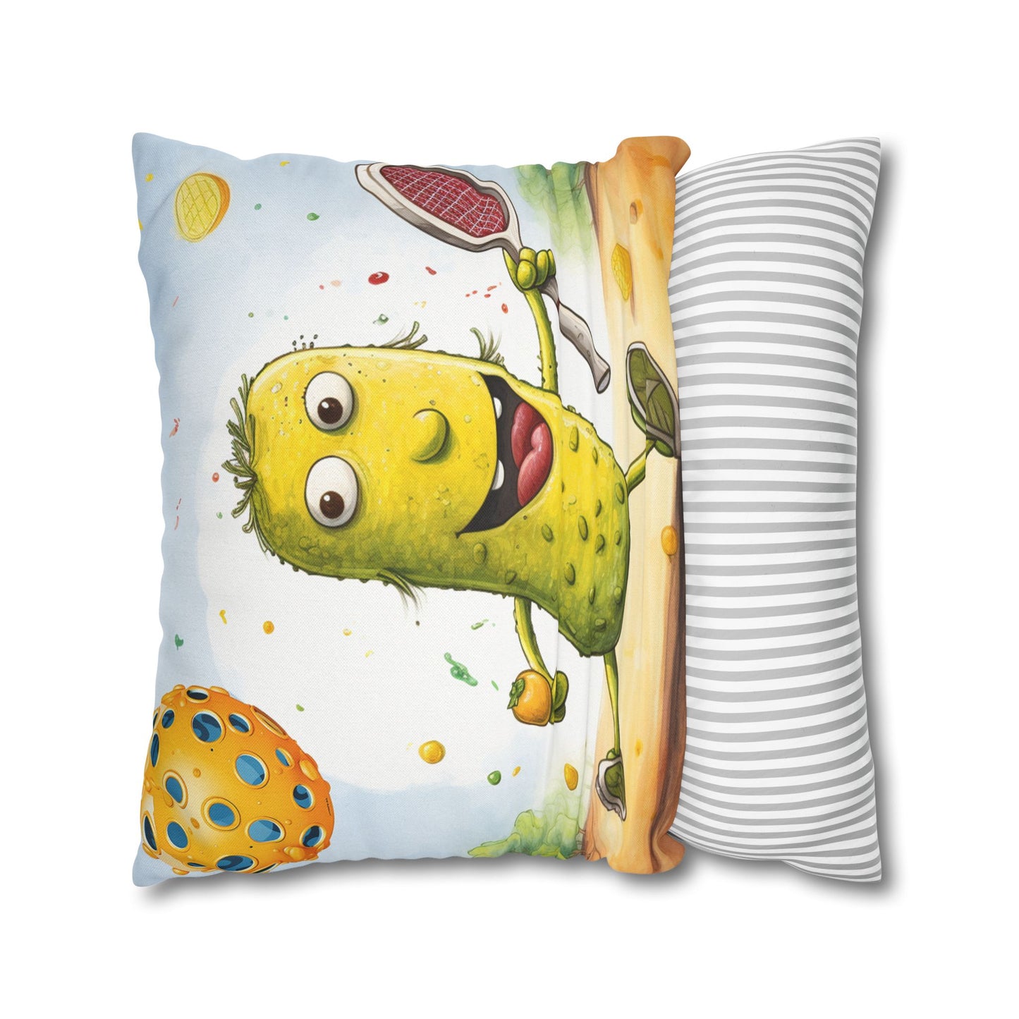 Pickleball Play: Pickle Sport Action Game, Fast Dink Ball - Spun Polyester Square Pillow Case