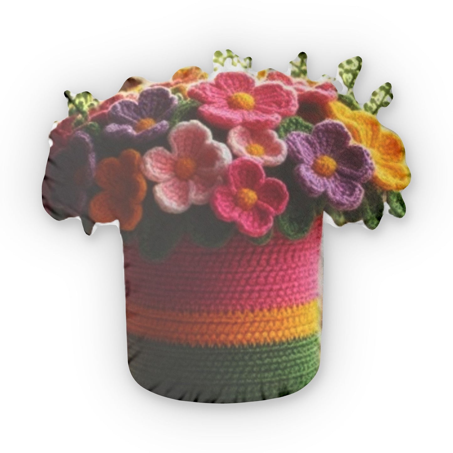 Crochet Flower Pot, Plush Shaped Pillow