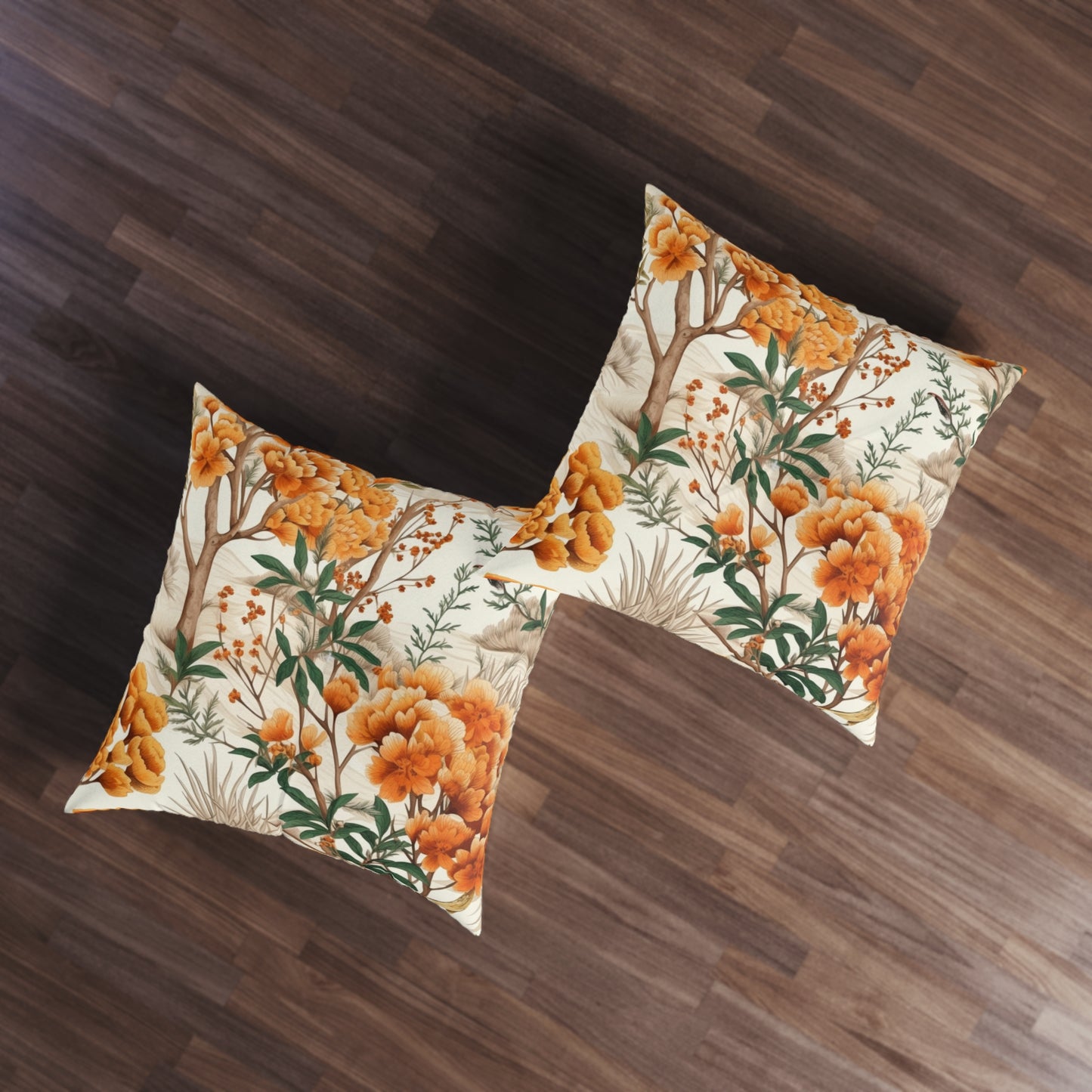 Four Seasons Beauty: Spring, Summer, Autumn & Winter Design Tufted Floor Pillow, Square