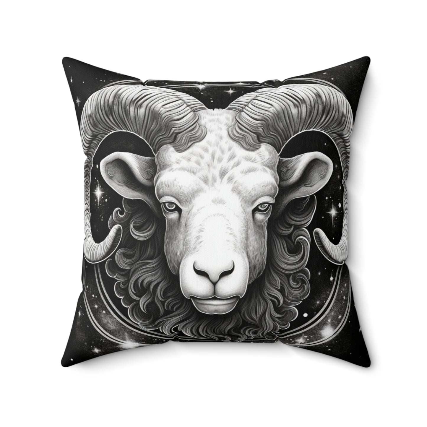 Aries Zodiac, Ram Symbol Design, Fire Element, Spun Polyester Square Pillow