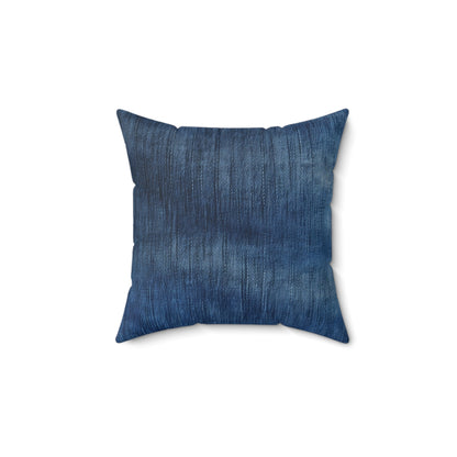 Indigo Splash: Washed Denim Reverie in Deep Blue - Spun Polyester Square Pillow