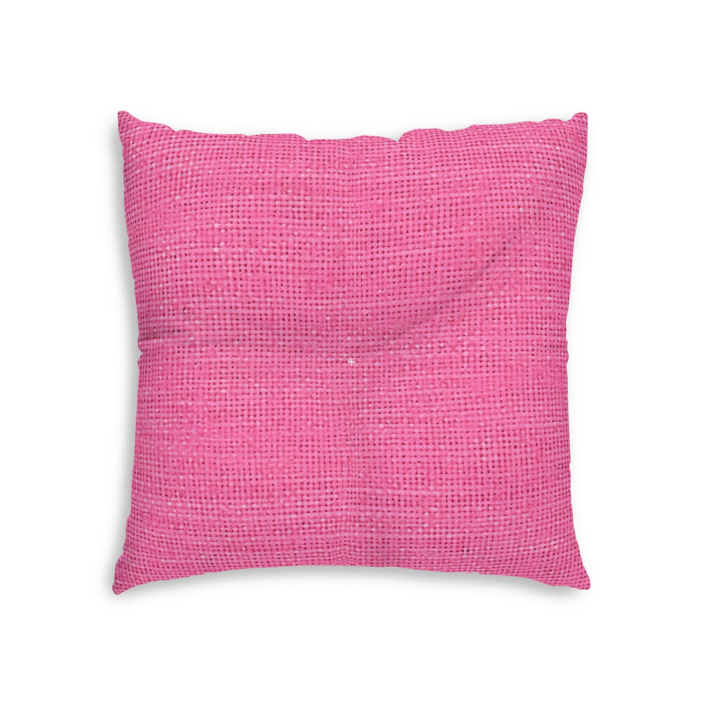 Doll-Like Pink Denim Designer Fabric Style - Tufted Floor Pillow, Square