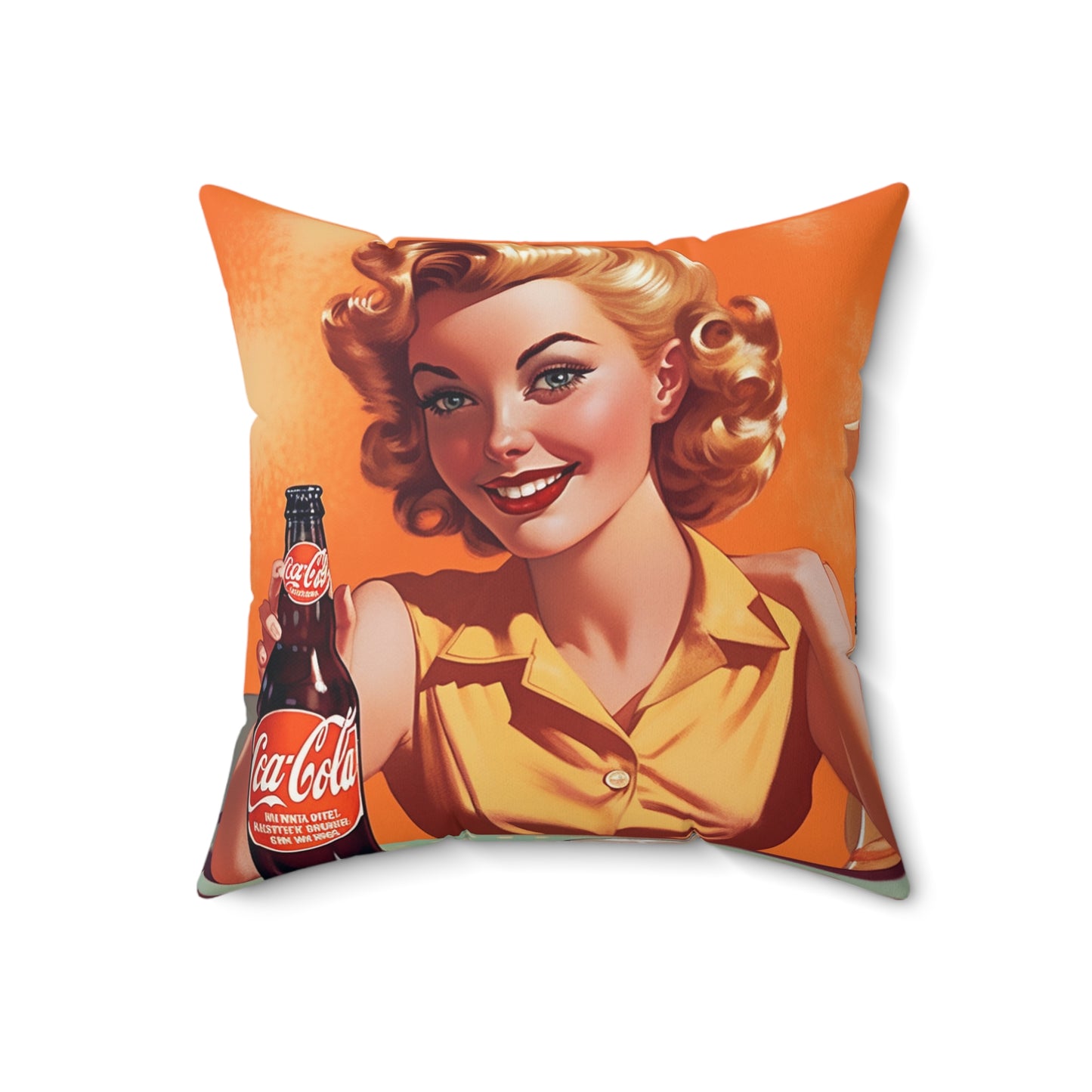 Retro Pop Art Cola Drink Style Vintage Soda Advertisement - Polyester Square Pillow