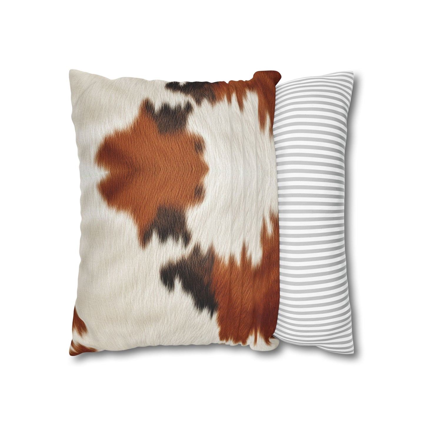 Hair Cowhide Leather Natural Design Tough Durable Rugged Style - Spun Polyester Square Pillow Case