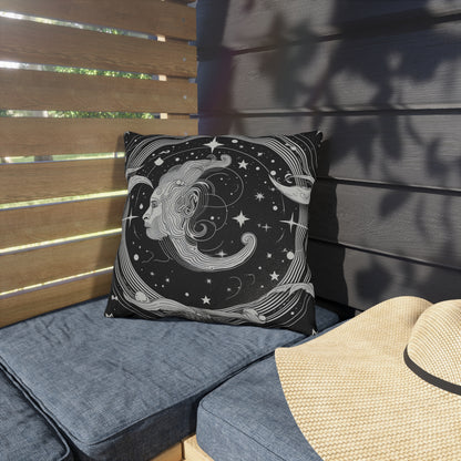 Aquarius Zodiac UV-Resistant Outdoor Pillow, Water-Resistant, Spun Polyester