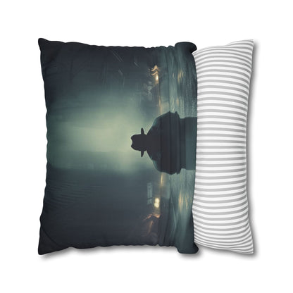 Mystery Detective Alley - Noir Book Cover Artwork Spun Polyester Square Pillow Case