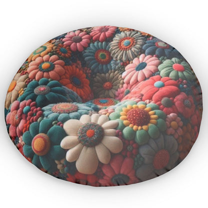 Multi Flower Petal Plush Faux Beanbag Chair, Shaped Pillow