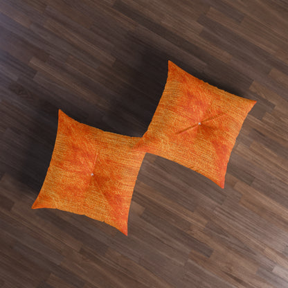 Burnt Orange/Rust: Denim-Inspired Autumn Fall Color Fabric - Tufted Floor Pillow, Square