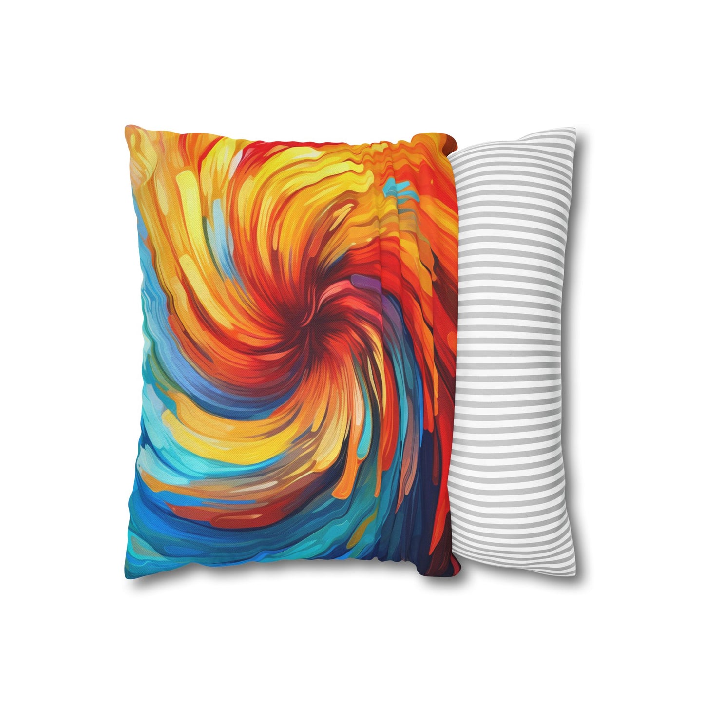 Vibrant Swirling Abstract Art - Unique and Colorful Spun Polyester Square Pillow Case