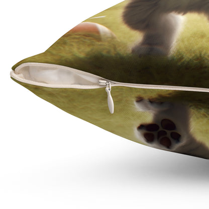 Football Kitty Fantasy: Feline Cat American Sport Quarterback - Spun Polyester Square Pillow