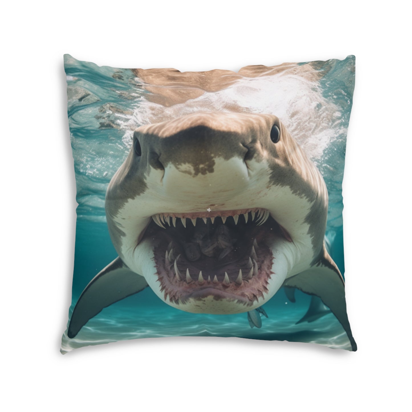 Bull Shark: River Monster Menace - Realistic Dark Water Predator - Tufted Floor Pillow, Square