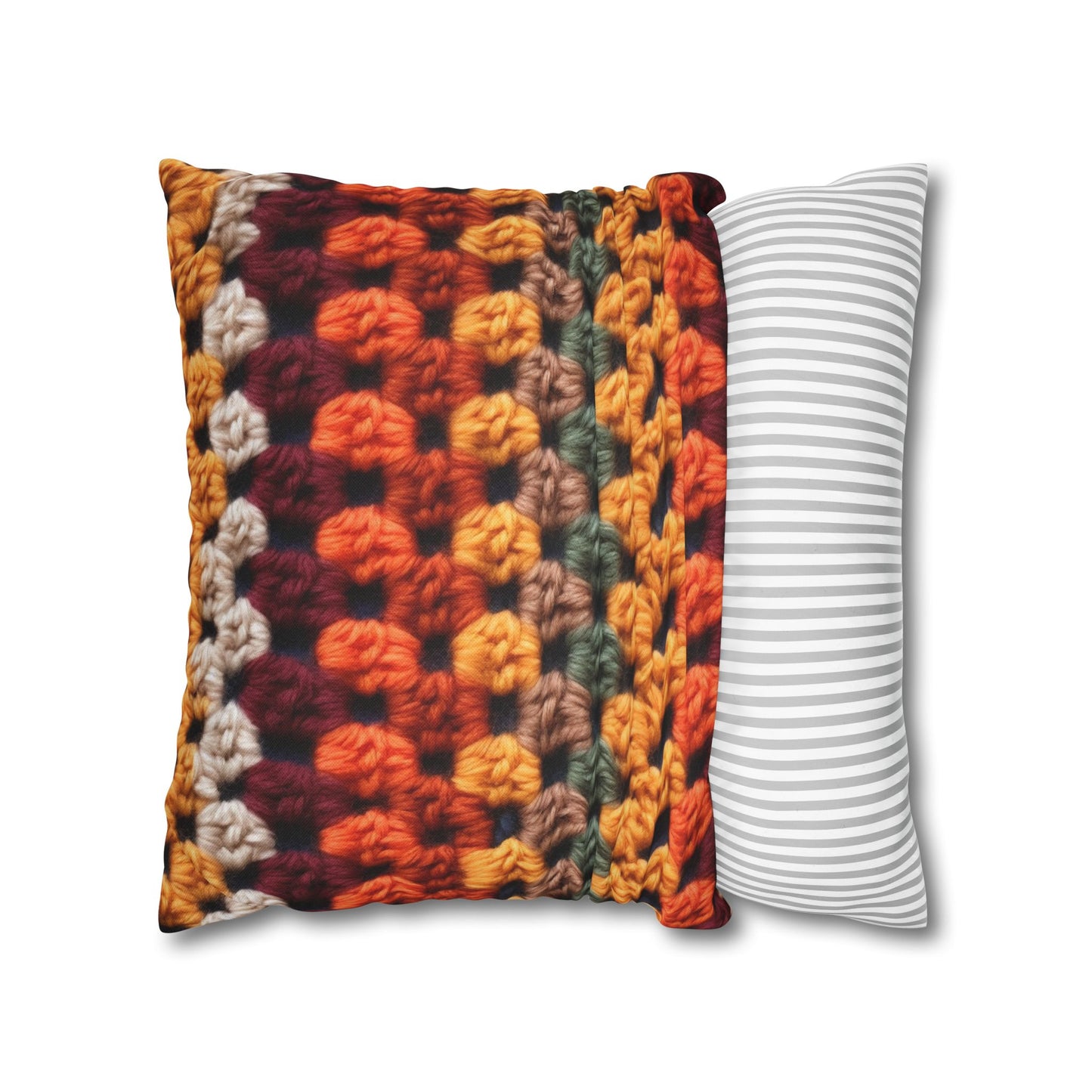 Crochet Thanksgiving Fall: Classic Fashion Colors for Seasonal Look - Spun Polyester Square Pillow Case