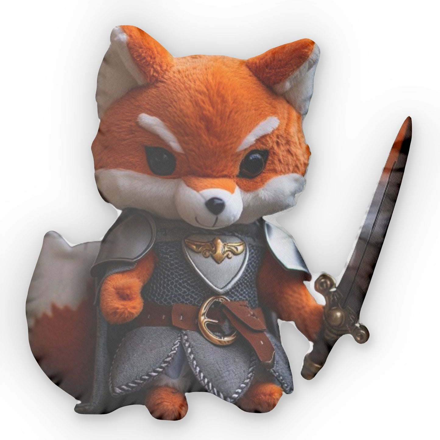 Plushie Fox Knight Armor, Sword Cute - Shaped Pillow