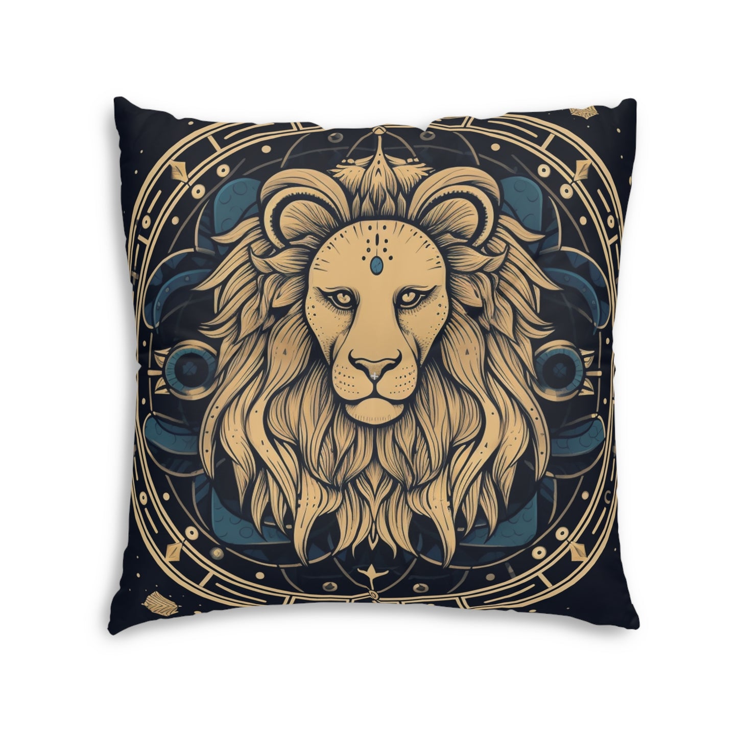 Leo Zodiac Sign - Mystic Circle Astrology Art Cosmic constellation - Tufted Floor Pillow, Square