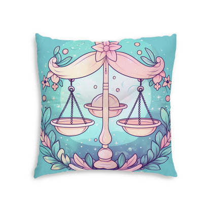 Libra Astrology - Soft Lighting & Pastel Zodiac Sign Symbol - Tufted Floor Pillow, Square