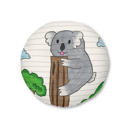 Koala Bear Animal Tree Climber Tufted Floor Pillow, Round