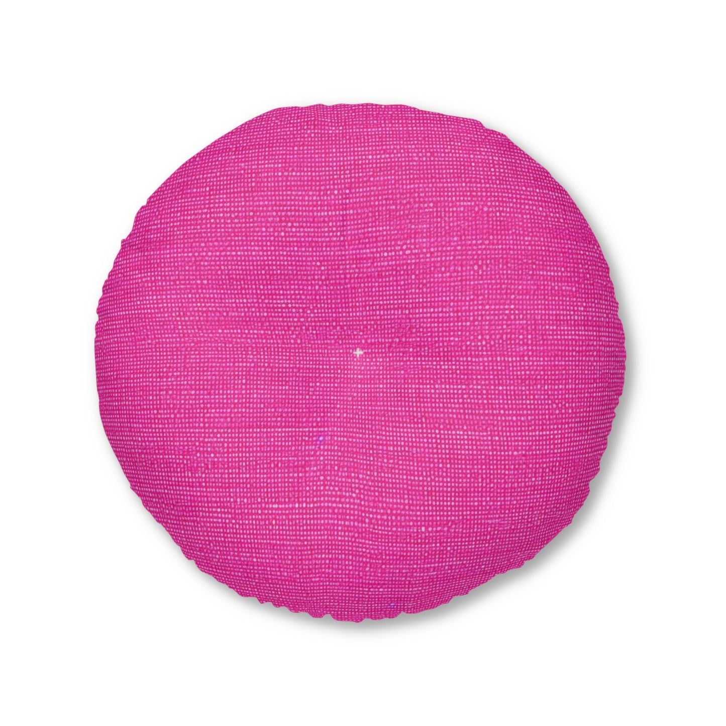 Hot Neon Pink Doll Like: Denim-Inspired, Bold & Bright Fabric - Tufted Floor Pillow, Round