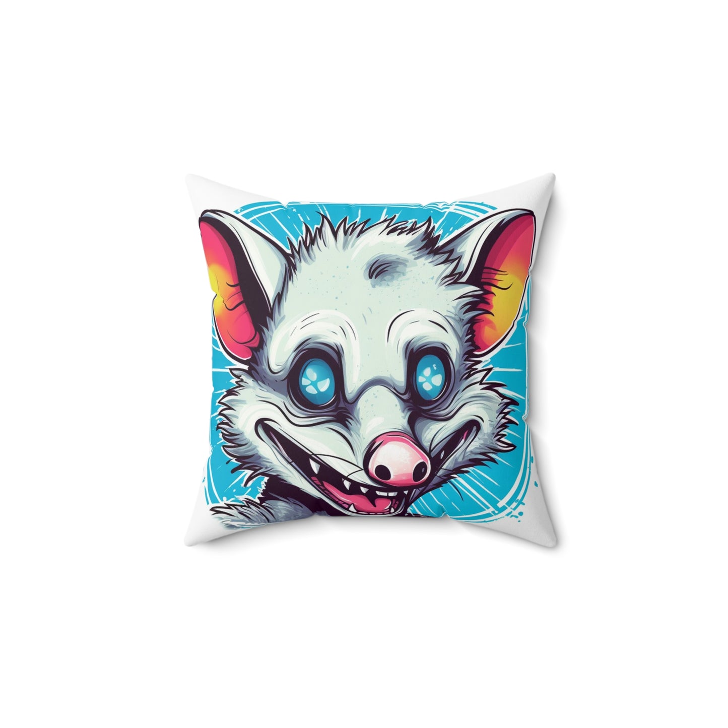 Delightful Opossum Summer Animation Spun Polyester Square Pillow