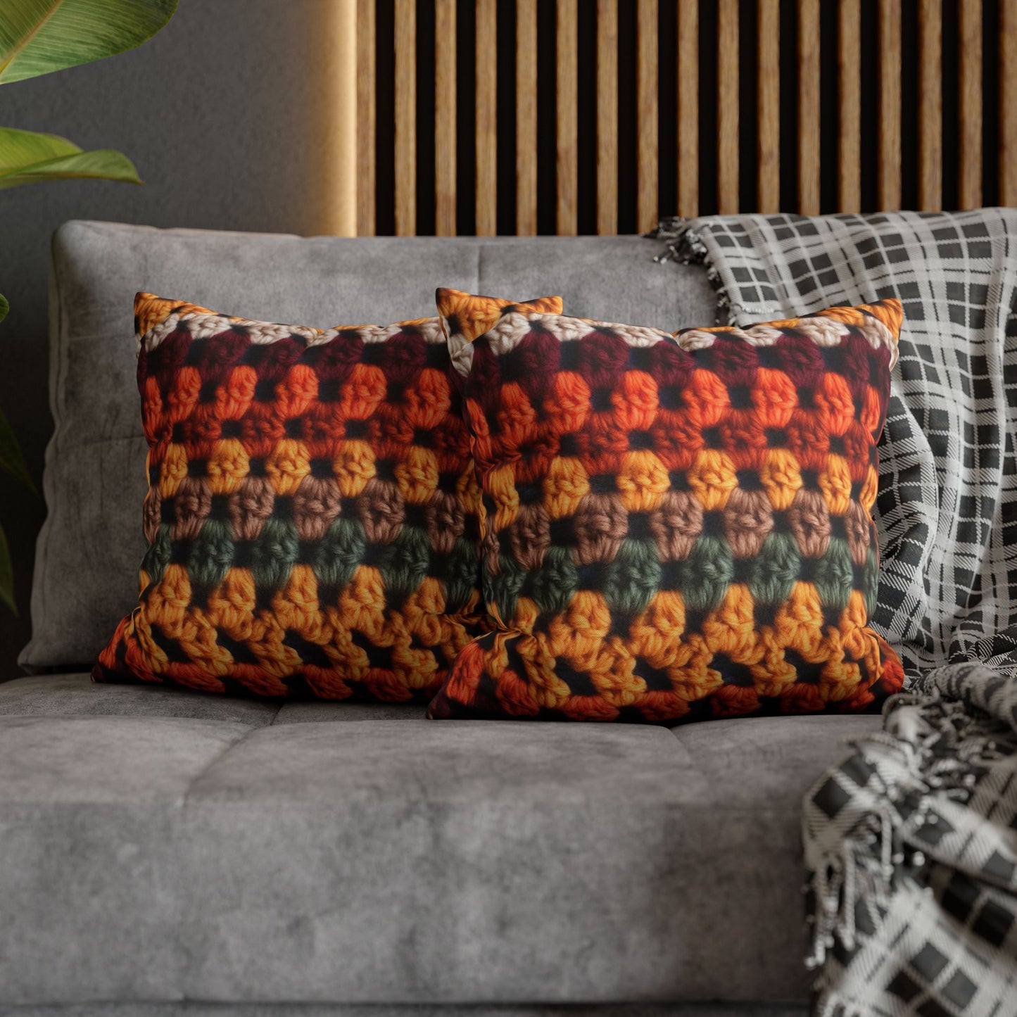 Crochet Thanksgiving Fall: Classic Fashion Colors for Seasonal Look - Spun Polyester Square Pillow Case