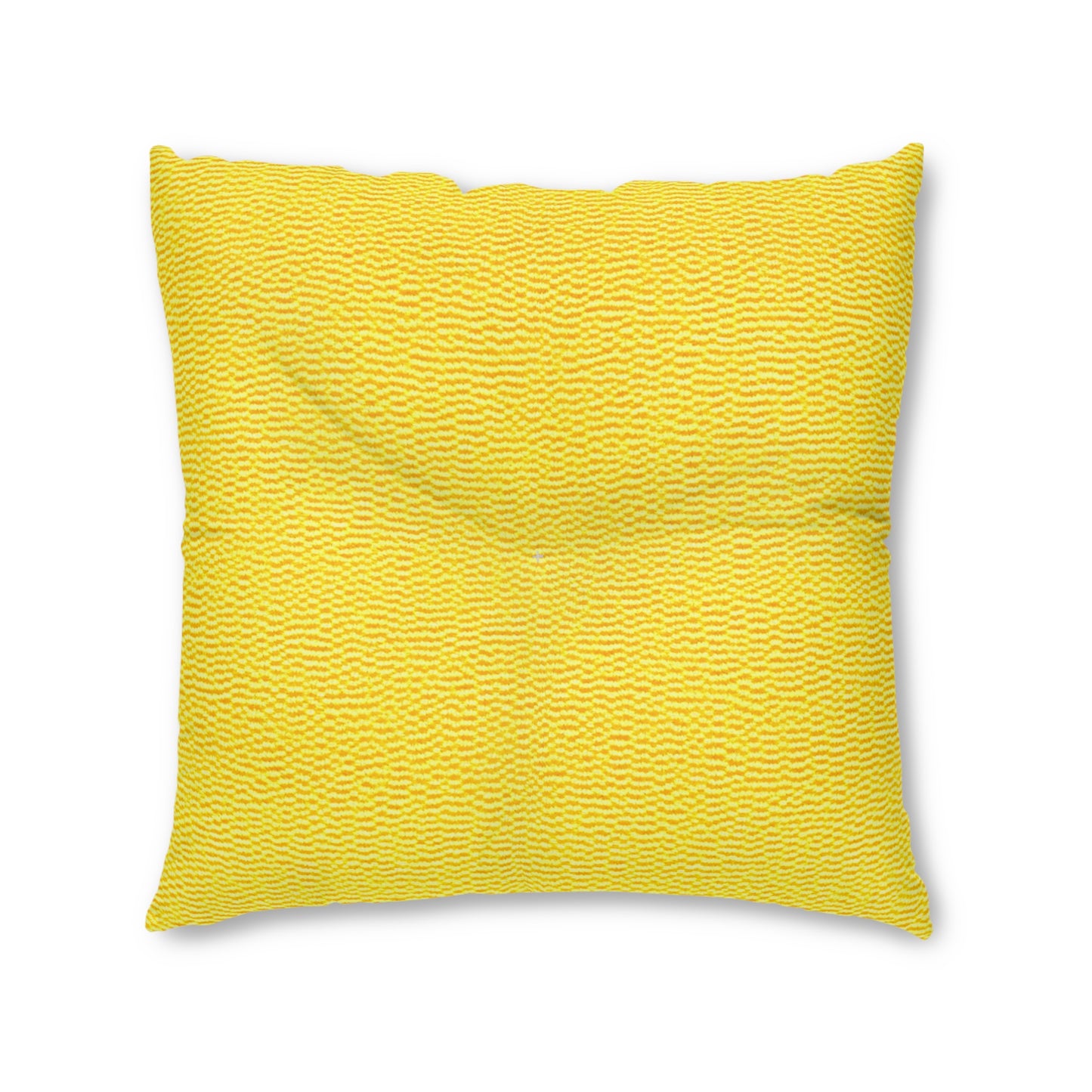 Sunshine Yellow Lemon: Denim-Inspired, Cheerful Fabric - Tufted Floor Pillow, Square