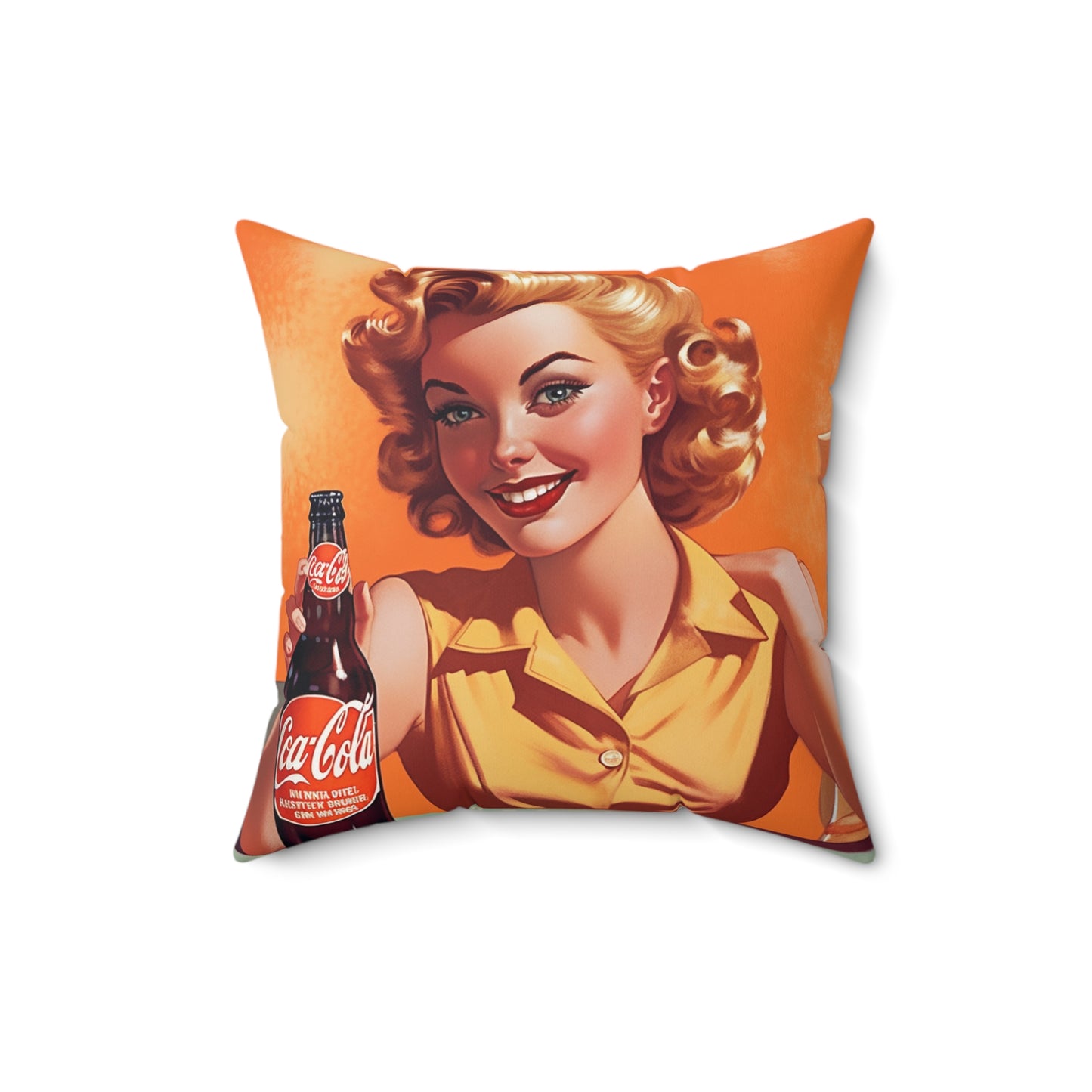 Retro Pop Art Cola Drink Style Vintage Soda Advertisement - Polyester Square Pillow