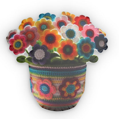 Flower Pot Crochet, Plush Gift, Shaped Pillow