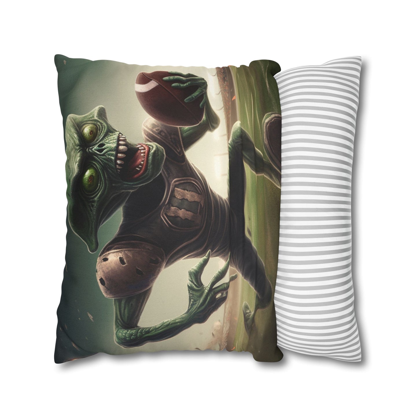 Alien Football Space Sport Game Stadium Athlete Galaxy Player - Spun Polyester Square Pillow Case