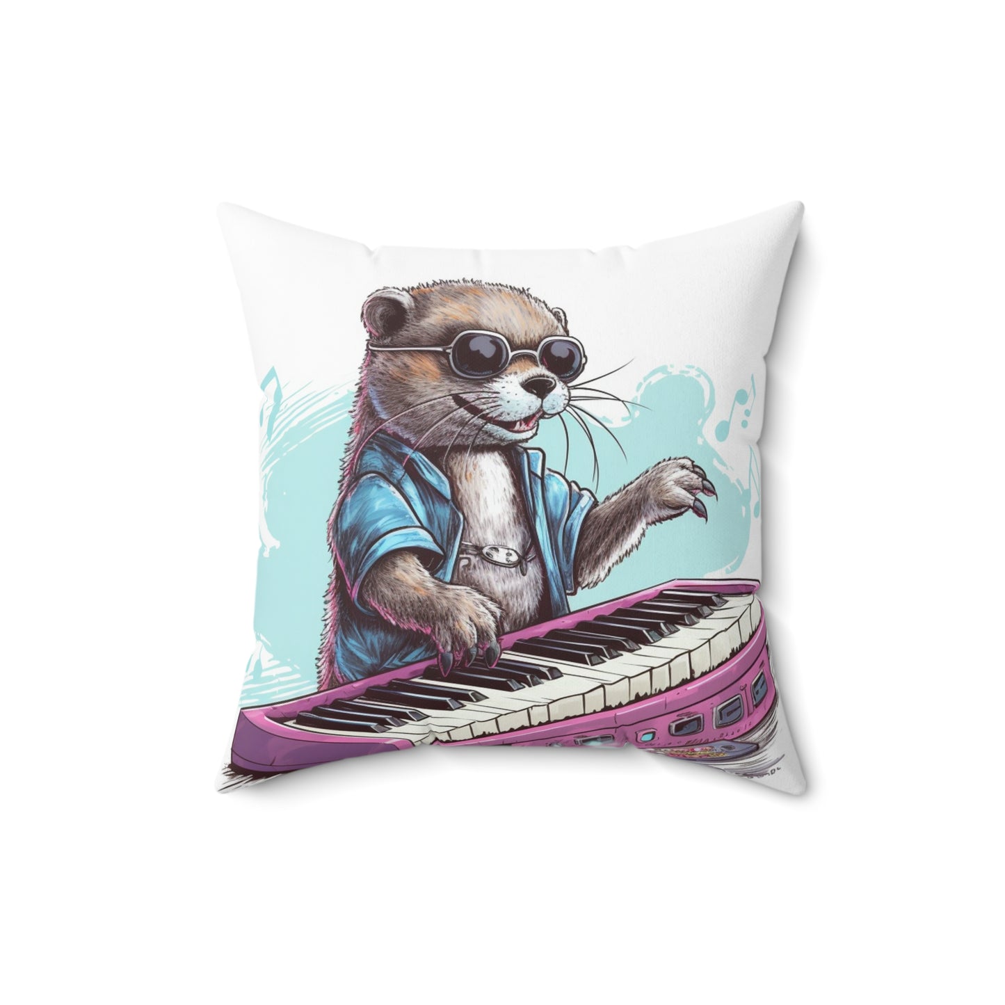 Otter Piano Keyboard Music Player Graphic Spun Polyester Square Pillow