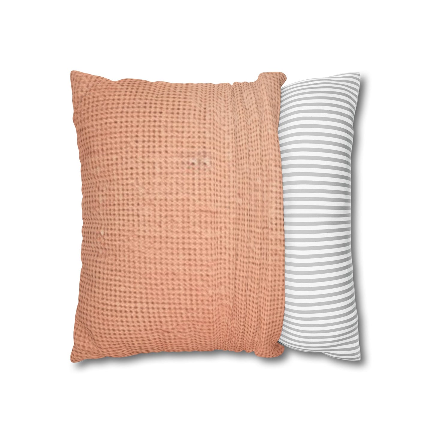 Soft Pink-Orange Peach: Denim-Inspired, Lush Fabric - Spun Polyester Square Pillow Case