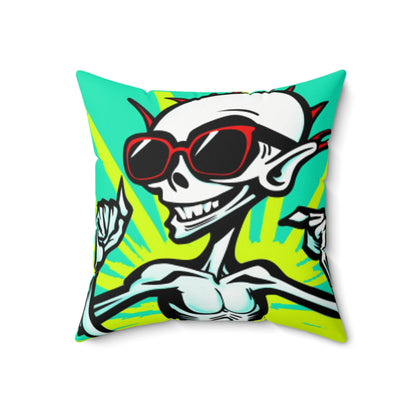 Beach Bum Summer Alien Anime Spun Polyester Square Pillow