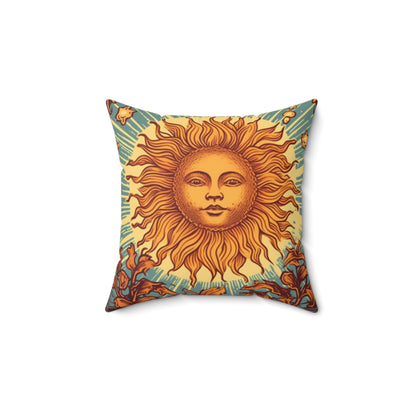 Sun Tarot Card Symbol of Growth, Life, and Radiance - Spun Polyester Square Pillow