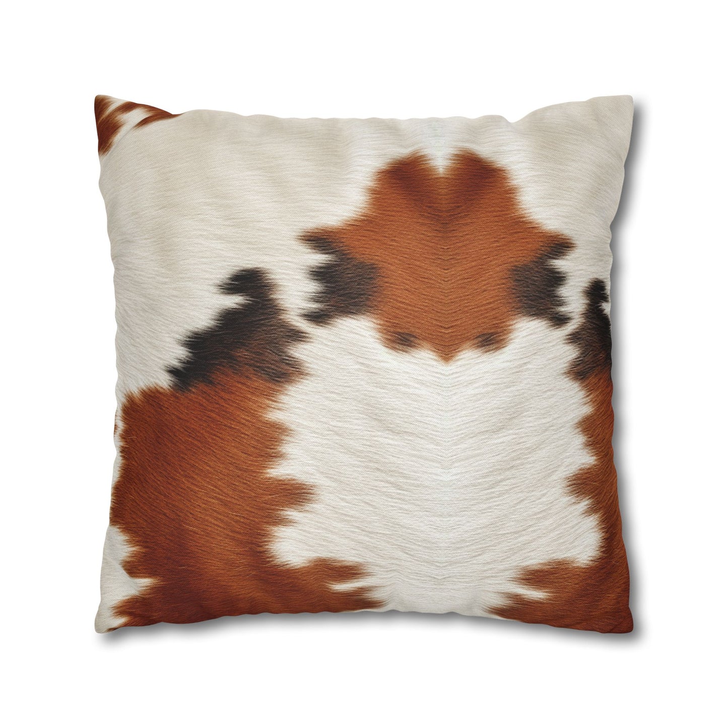 Hair Cowhide Leather Natural Design Tough Durable Rugged Style - Spun Polyester Square Pillow Case