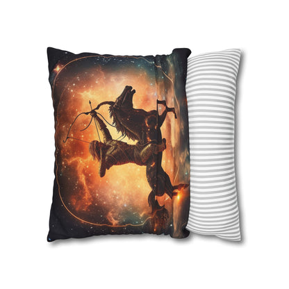 Sagittarius Constellation Totem - Archer in Action Zodiac Symbol - Spun Polyester Square Pillow Case